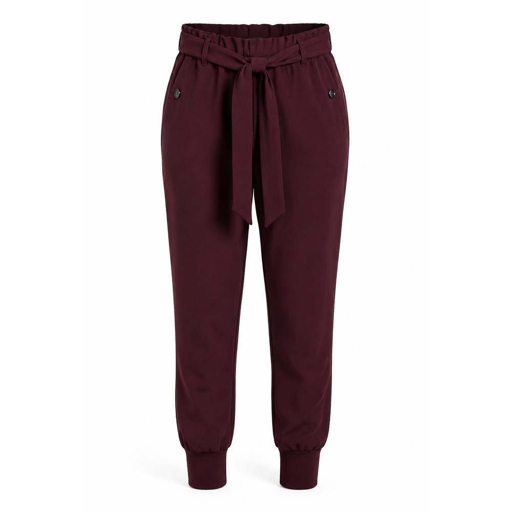 NWT One by Chapter One Burgundy Wine Paperbag Waist Belted Jogger Pants Size M